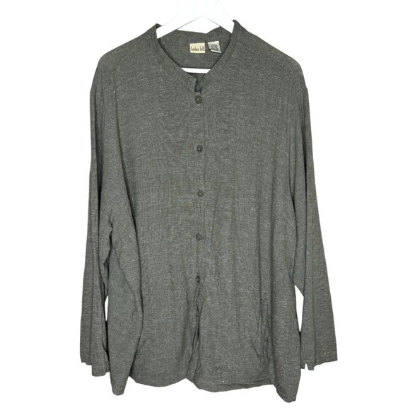 Vintage Linden Hill Tan Linen-Blend Button-Up Blouse Jacket, Lagenlook, Size 3x - Picture 1 of 7